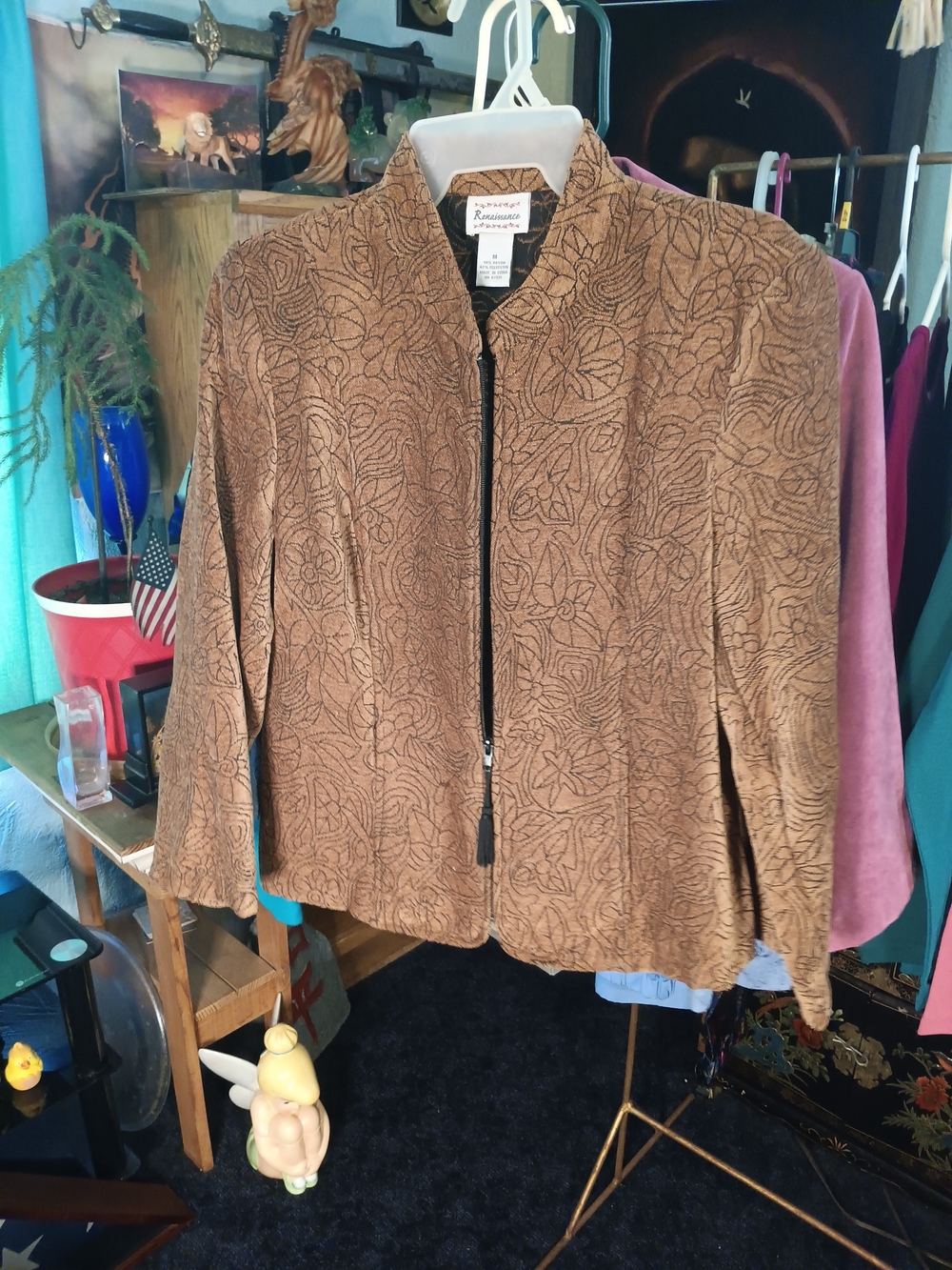 Renaissance Textured Zip-Front Brown Women's Blazer